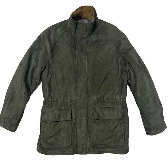 Claiborne Outerwear Field Jacket Barn Coat‎ Quilted Soft Microfiber Green Mens M - Picture 1 of 10